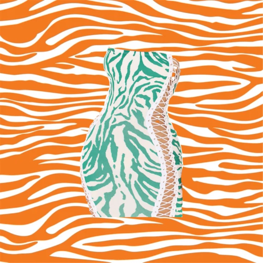 Green Zebra Print Maxi Bodycon Dress